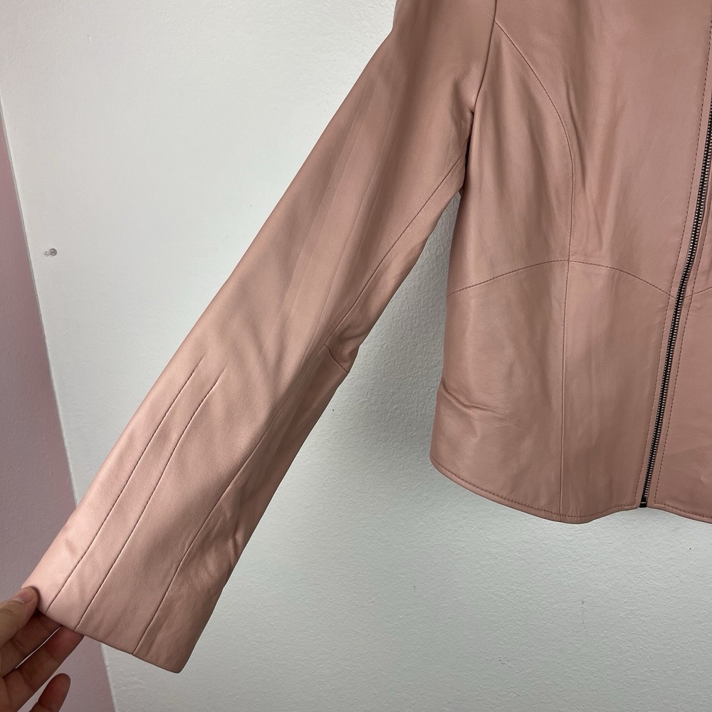 Bagatelle Women's Petite 14 Light Pink Leather Zip Jacket - Picture 2 of 16